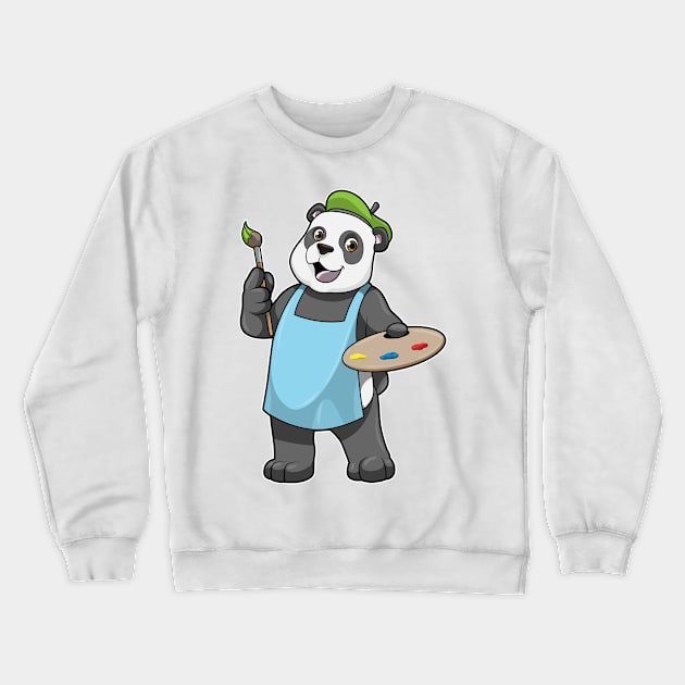 Panda as Painter with Brush & Colour Crewneck Sweatshirt by Markus Schnabel